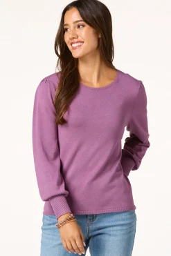 Cato Solid Balloon Sleeve Sweater><noscript><img width=
