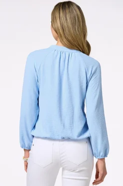 Cato Solid Bubble Hem Popover Top> Tops