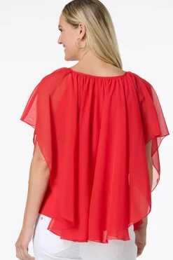 Cato Solid Chiffon Capelet> Tops