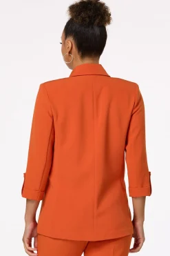 Cato Solid Cuffed Blazer><noscript><img width=