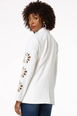 Cato Solid Cutout Floral Blazer> Suiting|Jackets & Vests