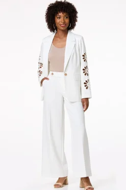 Cato Solid Cutout Floral Blazer><noscript><img width=