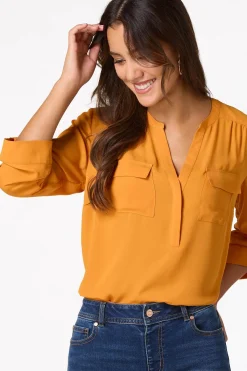 Cato Solid Double Pocket Top><noscript><img width=