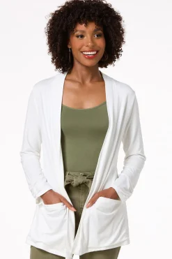 Cato Solid Draped Cardigan><noscript><img width=