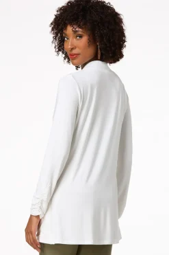 Cato Solid Draped Cardigan><noscript><img width=
