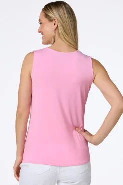 Cato Solid Draped Front Tank> Tops