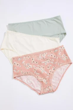 Cato Solid Floral Brief Panty Set> Intimates