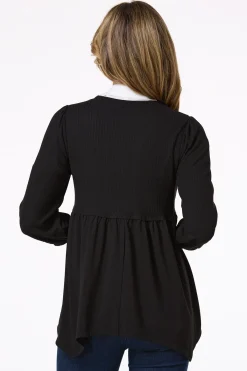 Cato Solid Flounced Ribbed Cardigan> Tops