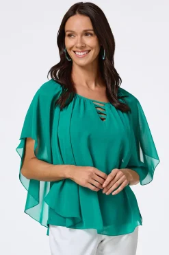 Cato Solid Lattice Neck Capelet> Tops