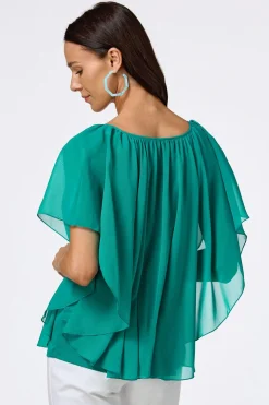 Cato Solid Lattice Neck Capelet> Tops
