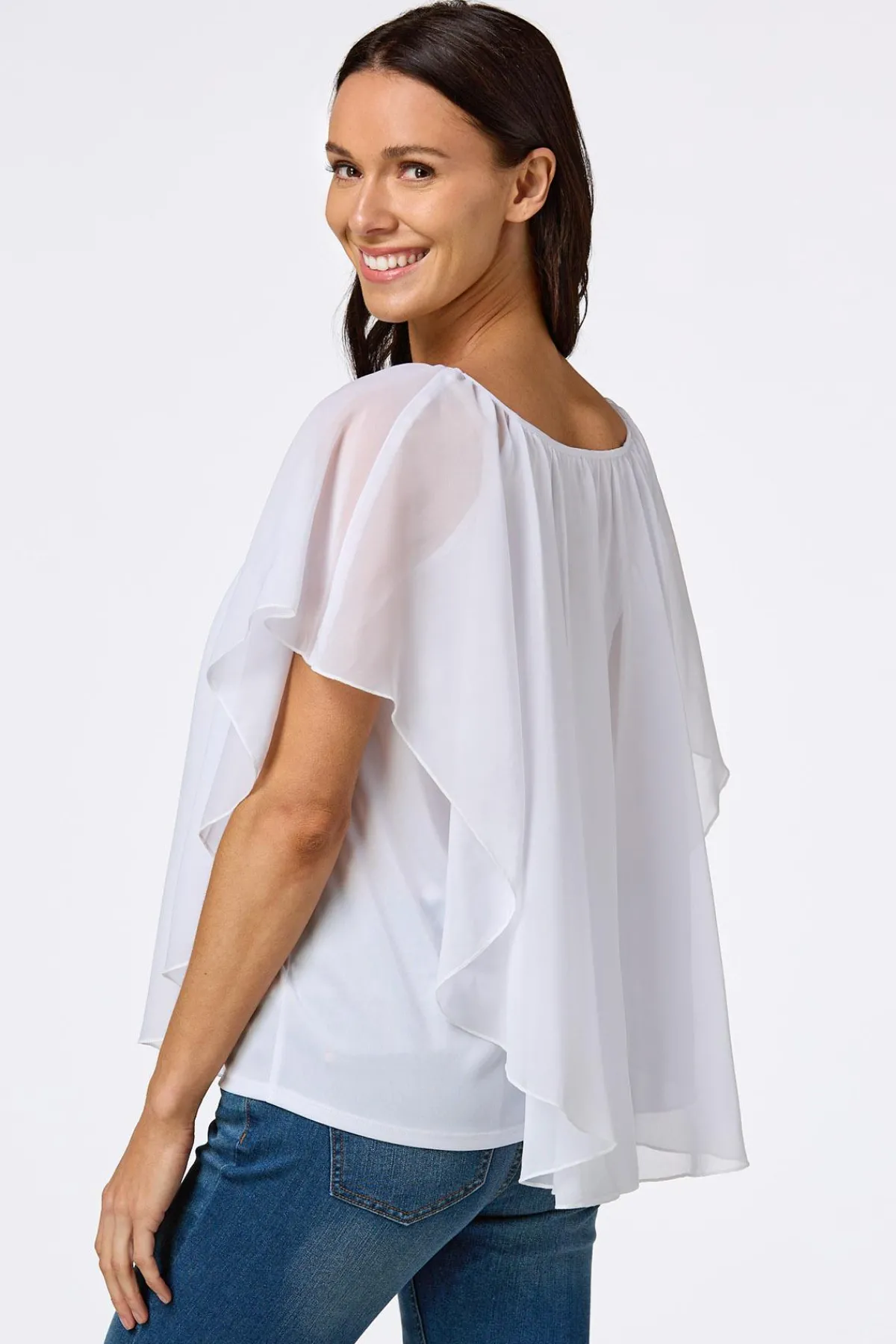 Cato Solid Lattice Neck Capelet> Tops