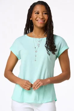 Cato Solid Rolled Cuff Tee><noscript><img width=
