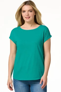 Cato Solid Rolled Cuff Tee><noscript><img width=