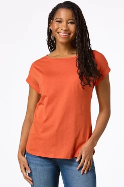 Cato Solid Rolled Cuff Tee><noscript><img width=