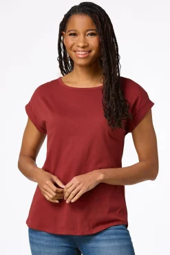 Cato Solid Rolled Cuff Tee><noscript><img width=
