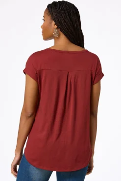 Cato Solid Rolled Cuff Tee><noscript><img width=