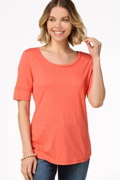 Cato Solid Scoop Neck Tee> Tops
