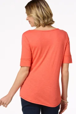 Cato Solid Scoop Neck Tee> Tops