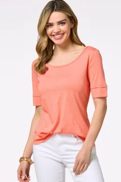 Cato Solid Scoop Neck Tee><noscript><img width=