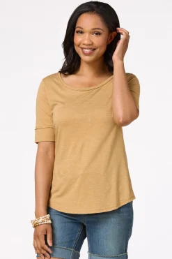 Cato Solid Scoop Neck Tee><noscript><img width=