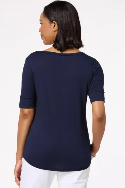 Cato Solid Scoop Neck Tee><noscript><img width=