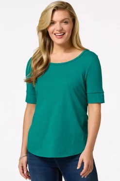 Cato Solid Scoop Neck Tee><noscript><img width=