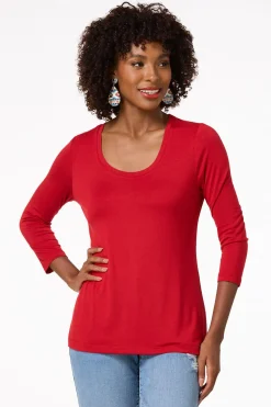 Cato Solid Scoop Neck Top><noscript><img width=