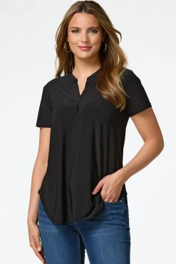 Cato Solid Split V- Neck Top><noscript><img width=