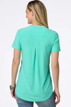 Cato Solid Split V- Neck Top><noscript><img width=