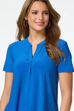 Cato Solid Split V- Neck Top><noscript><img width=