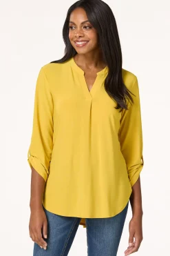 Cato Solid Split V- Neck Top><noscript><img width=