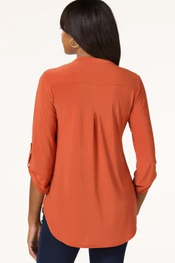 Cato Solid Split V- Neck Top><noscript><img width=