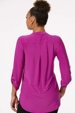 Cato Solid Split V- Neck Top><noscript><img width=