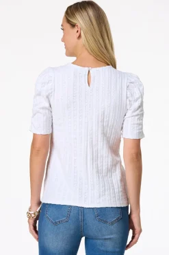 Cato Solid Textured Puff Sleeve Top><noscript><img width=