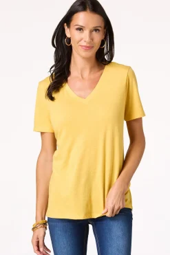 Cato Solid V- Neck Tee> Tops