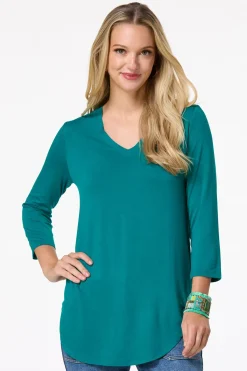 Cato Solid V- Neck Tunic Top><noscript><img width=