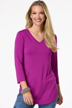 Cato Solid V- Neck Tunic Top><noscript><img width=