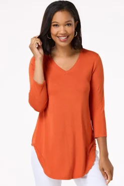 Cato Solid V- Neck Tunic Top><noscript><img width=