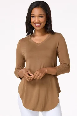 Cato Solid V- Neck Tunic Top><noscript><img width=