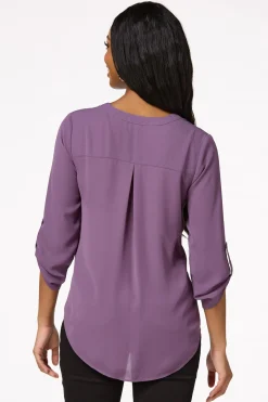 Cato Solid Zip Neckline Top><noscript><img width=