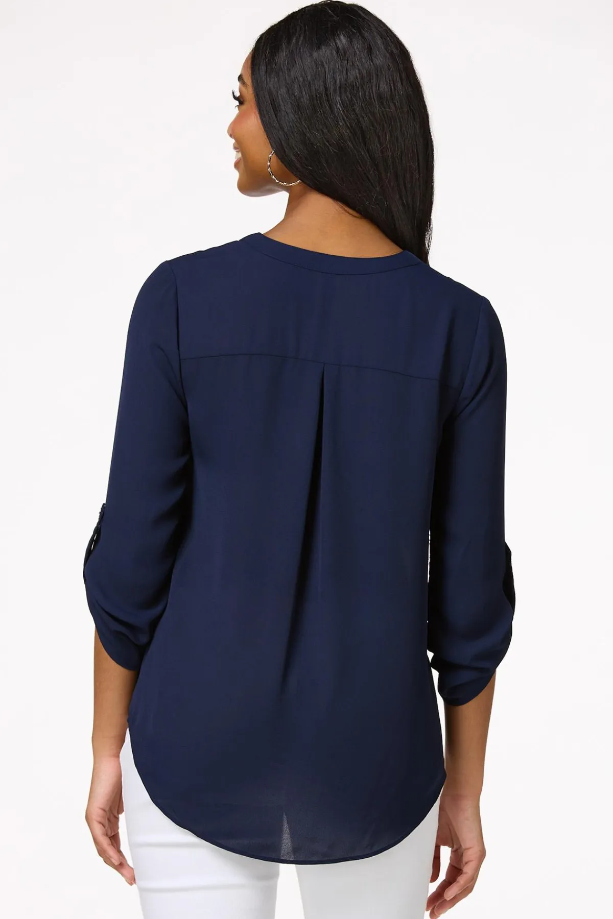 Cato Solid Zip Neckline Top> Tops