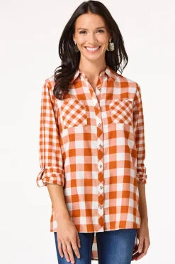 Cato Spice Check Button Down Shirt> Tops