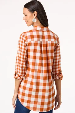 Cato Spice Check Button Down Shirt> Tops