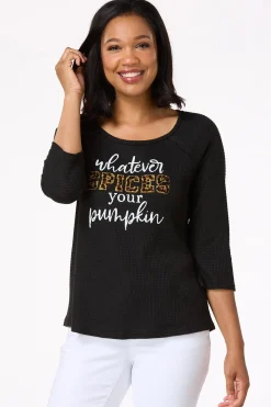 Cato Spices Your Pumpkin Waffle Top> Tops