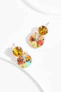 Cato Stacked Stone Button Earrings> Earrings