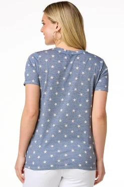 Cato Star Print Burnwash Tee> Tops