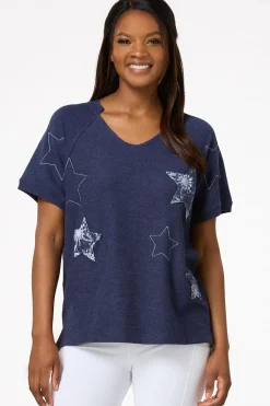 Cato Starry Skied French Terry Top> Athleisure|Tops
