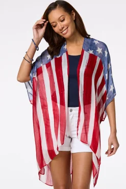 Cato Stars And Stripes Kimono> Cover Ups|Tops