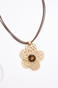Cato Statement Flower Pendant Cord Necklace><noscript><img width=