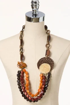 Cato Statement Wood Rattan Necklace> Necklaces